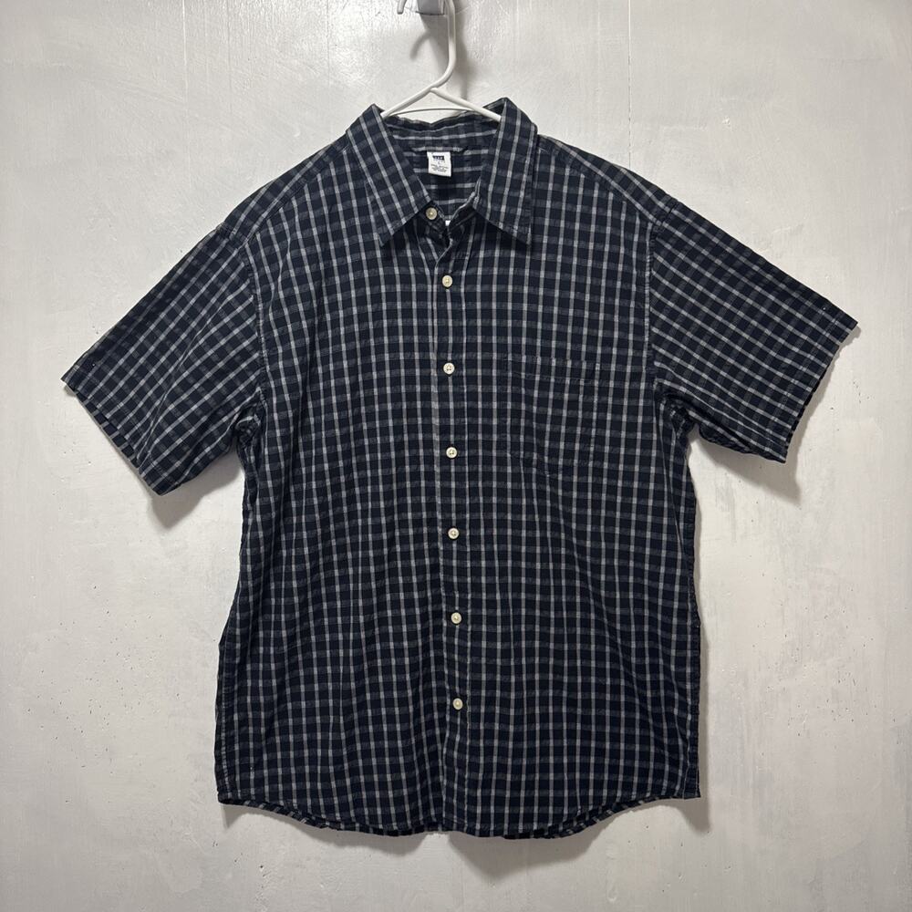 GAP Checked Plaid Button Front Short Sleeve Shirt Men’s Sz L